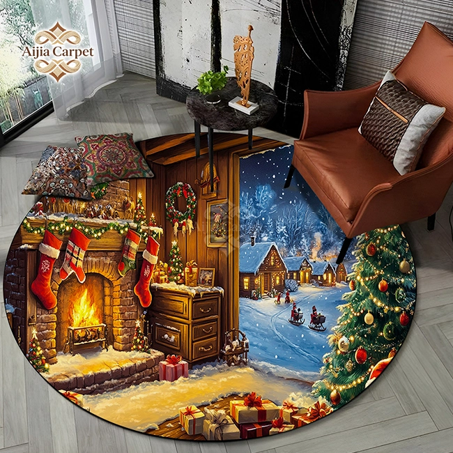 Round Christmas Area Rug